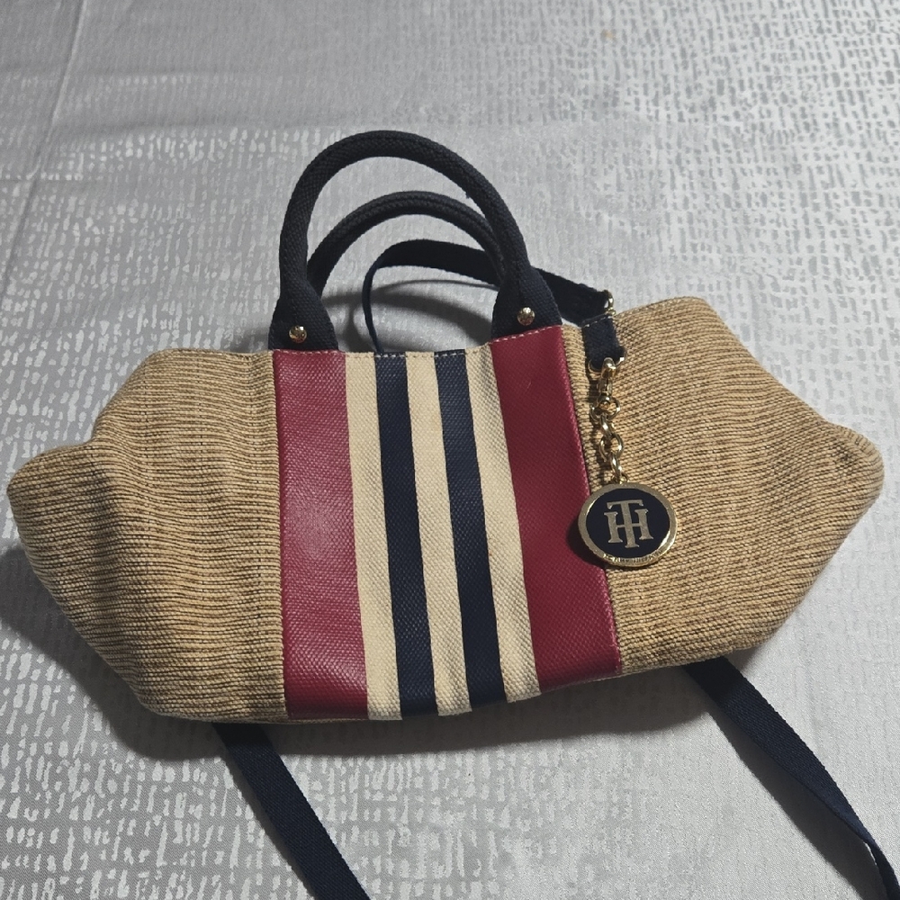 Tommy Hilfiger Navy and Red Striped Tote